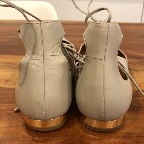 Aquazzura Christy Lace Up Leather Tan flats. Size 41. Excellent condition. - Picture 7 of 9